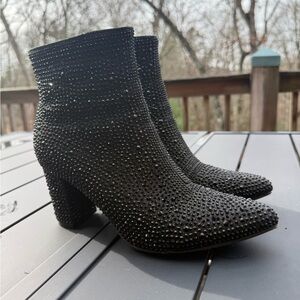 Forever 21 Sparkling Black Ankle Booties